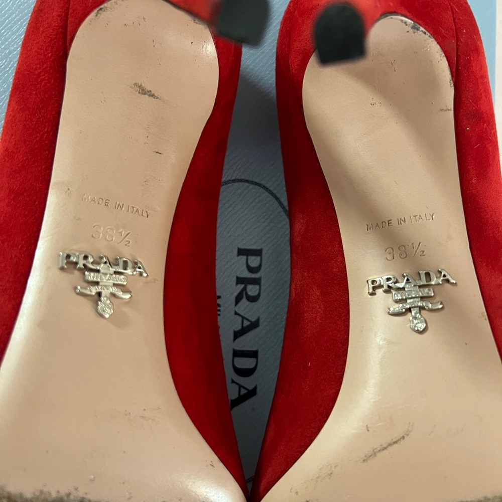 Prada Red Suede Pumps - Picture 7 of 12